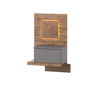 Szynaka Závěsný noční stolek Livorno 68 s LED osvětlením levý dub Wotan/šedý