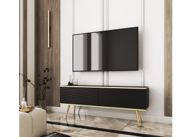 Piaski Závěsný televizní stolek Oro MDF 135 cm  černý/zlatý
