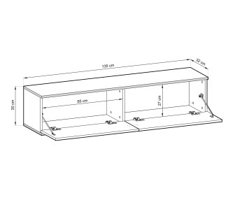 Piaski Závěsný televizní stolek Oro MDF 135 cm  černý/zlatý