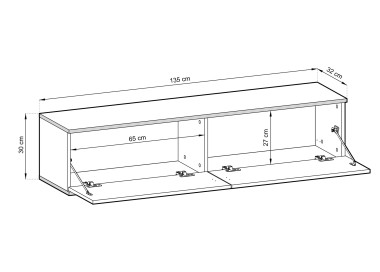 Piaski Závěsný televizní stolek Oro MDF 135 cm  černý/zlatý