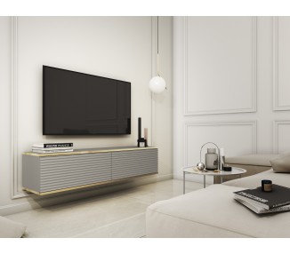 Piaski Závěsný televizní stolek Oro MDF 135 cm  šedý/zlatý