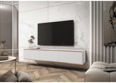 Piaski Závěsný televizní stolek Oro MDF 175 cm  bílý/zlatý