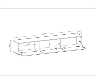 Piaski Závěsný televizní stolek Oro MDF 175 cm  černý/zlatý