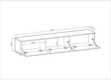 Piaski Závěsný televizní stolek Oro MDF 175 cm  černý/zlatý